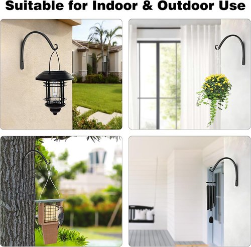 Gtongoko 10-Inch Metal Plant Hangers - Durable Indoor/Outdoor Hooks for Hanging Plants, Bird Feeders & Lanterns | Black Finish