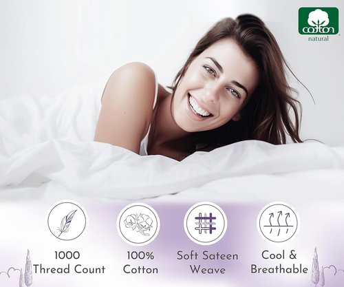 California Design Den Pillow Cases - Set of 2 Standard Size, 1000 Thread Count Soft 100% Cotton - White