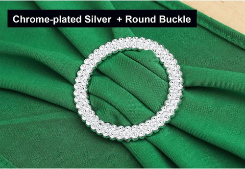 Emerald Green Chair Sashes - 100 Pack Dark Green Spandex Bands for Christmas Party Decor