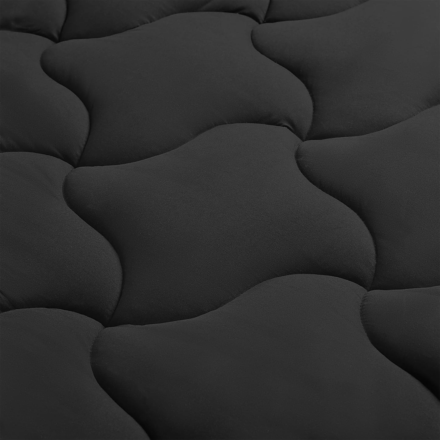 SLEEP ZONE Cooling Mattress Topper Full Size Mattress Pad, Quilted Fitted Mattress Cover, Machine Washable, Soft Fluffy Down Alternative, Deep Pocket 8~21 inch (Black, Full)