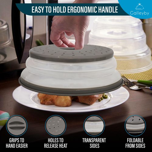 Galleyby Silicone Microwave Splatter Cover Dishwasher Safe - Pack of 2 Microwave Cover for food- Space Sving design 10.5 Inch BPA Free
