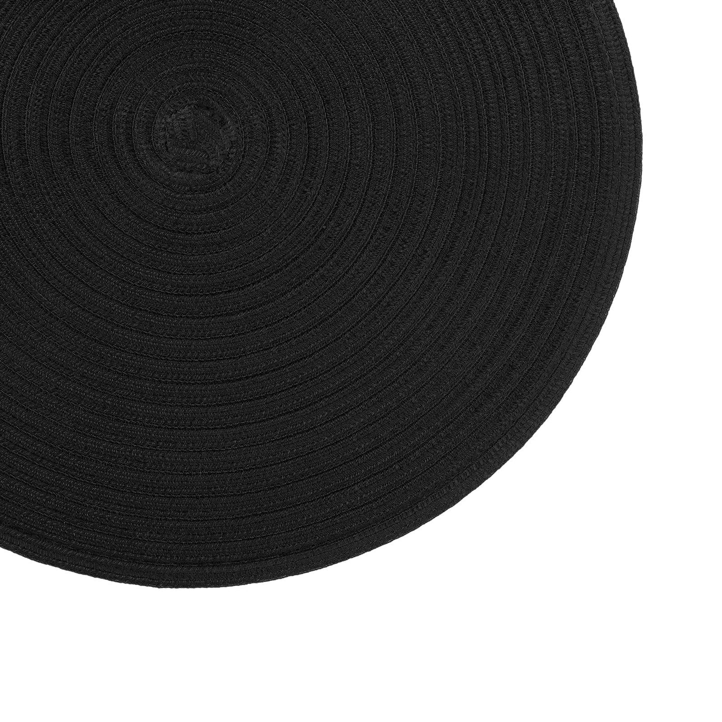 SHACOS Black Round Placemats Set of 12 Heavy Cotton Polyester Woven Braided Place Mats Washable Heat Resistant Non Slip Table Mats