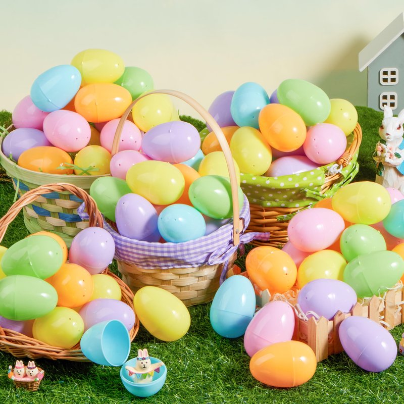 JOYIN 3.15" Pastel Easter Eggs, 500PCS Large Plastic Eggs, Empty Colorful Fillable Eggshells for Easter Hunt, Party Favor, Basket Stuffers Filler, Classroom Prize Supplies