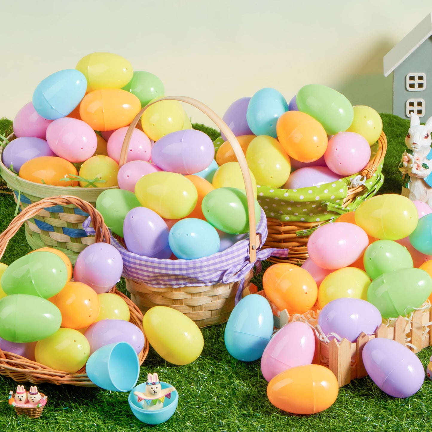 JOYIN 3.15" Pastel Easter Eggs, 500PCS Large Plastic Eggs, Empty Colorful Fillable Eggshells for Easter Hunt, Party Favor, Basket Stuffers Filler, Classroom Prize Supplies