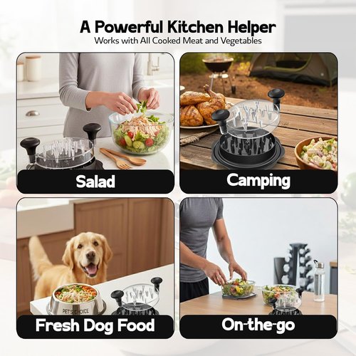 Chicken Shredder Tool Twist - Large BPA-Free Meat Shredder with Ergonomic Handle & Anti-Slip Base, Black