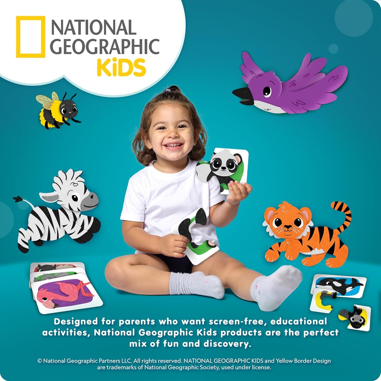 National Geographic Kids Animal Puzzle Games - 50 Matching Cards for Fun & Educational Play | Portable Learning Set