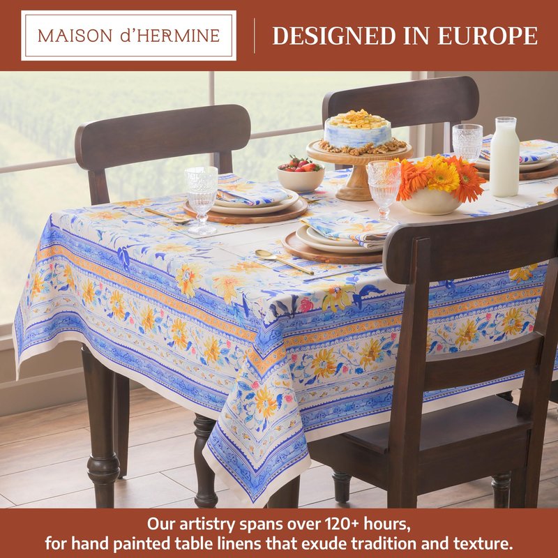Maison d' Hermine Table Cloth Square Table 100% Cotton 54 x 54 Inches Tablecloth Reusable Decorative for Dining Kitchen Room Farmhouse Home Gifts for Mothers Day Spring Summer - Girassol