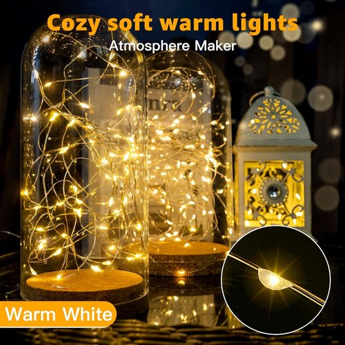 12 Pack Fairy Lights Battery Operated 7ft 20 LED Mini String Lights Twinkle Lights Silver Wire Firefly Starry Lights for Mason Jars Wedding Party Christmas Centerpiece Table Decorations, Warm White