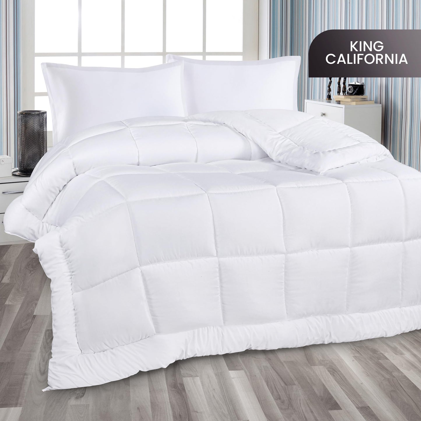 Utopia Bedding All Season Down Alternative Quilted California King Comforter, Duvet Insert with Corner Tabs, Machine Washable, Bed Comforter (White)