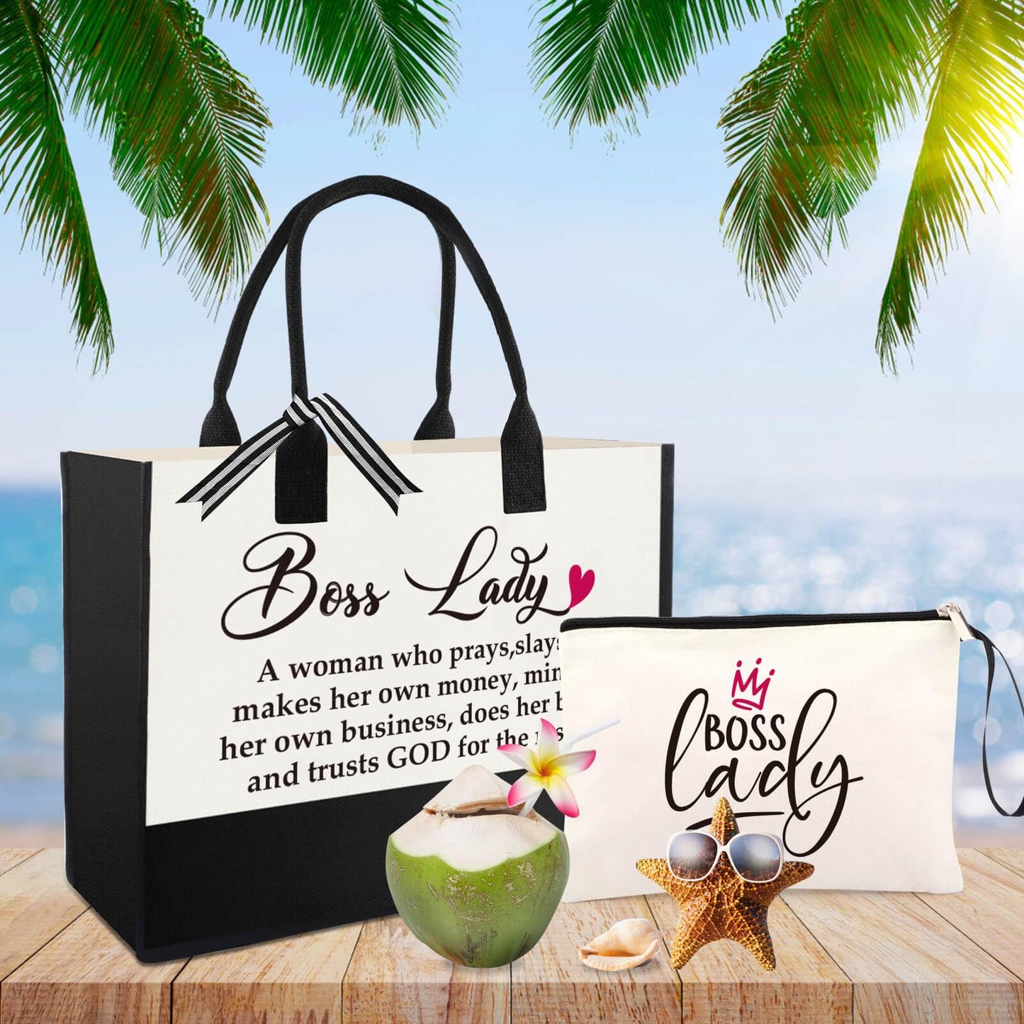 Boss Day Gifts for Women, Boss Lady Gifts for Women Manager Leader, Thank You Gifts for Female Boss, Valentines Day Birthday Gifts for Women, Appreciation Gifts Cool Gifts for Her Mug Canvas Tote Bag