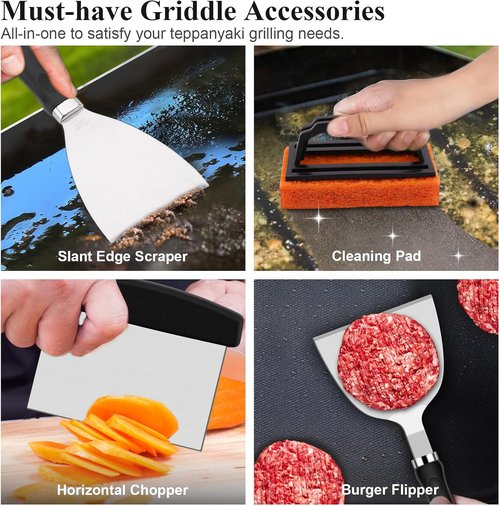 Grilliance 27-Piece Griddle Accessories Kit - Professional Hibachi Grill Tools & Enlarged Spatula Set for BBQ