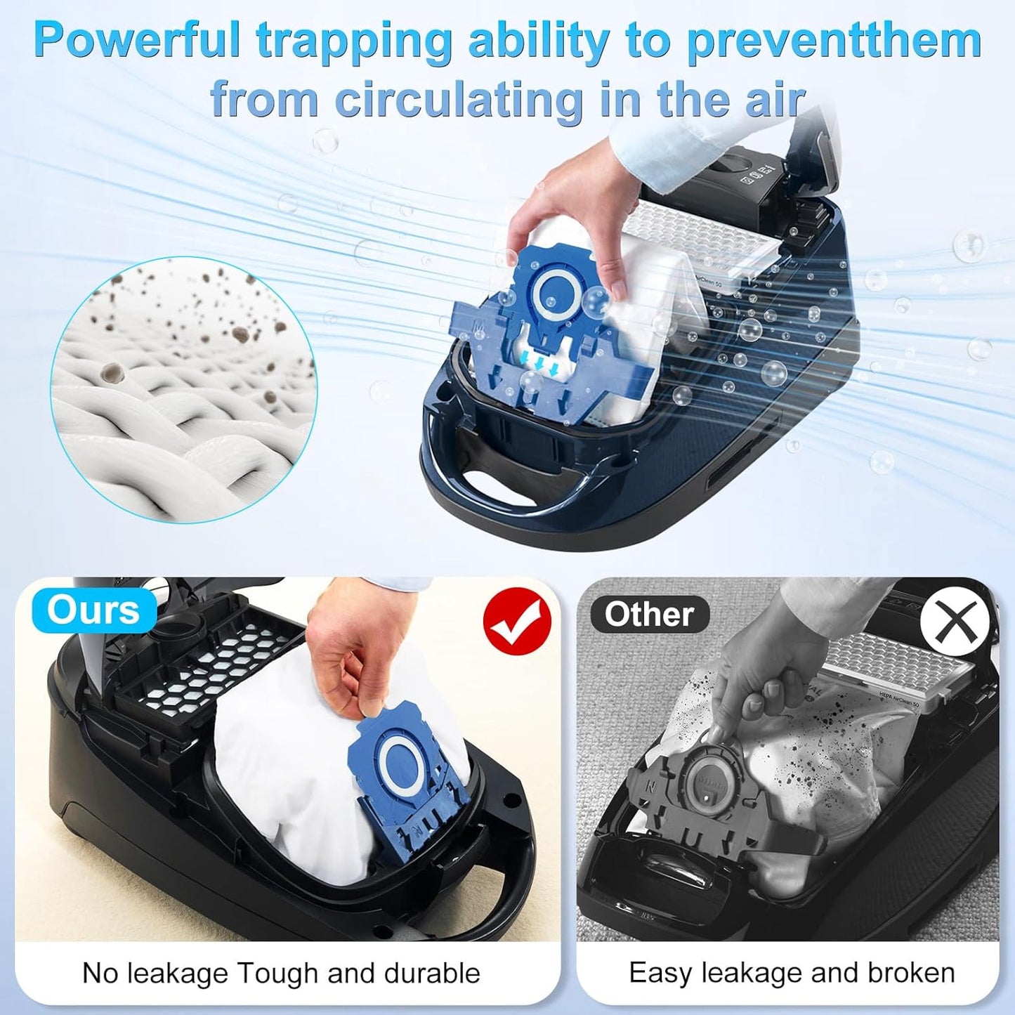 Miele 3D Airclean Dust Bags - Premium Replacement for Classic C1, Complete C1-C3, S-Series