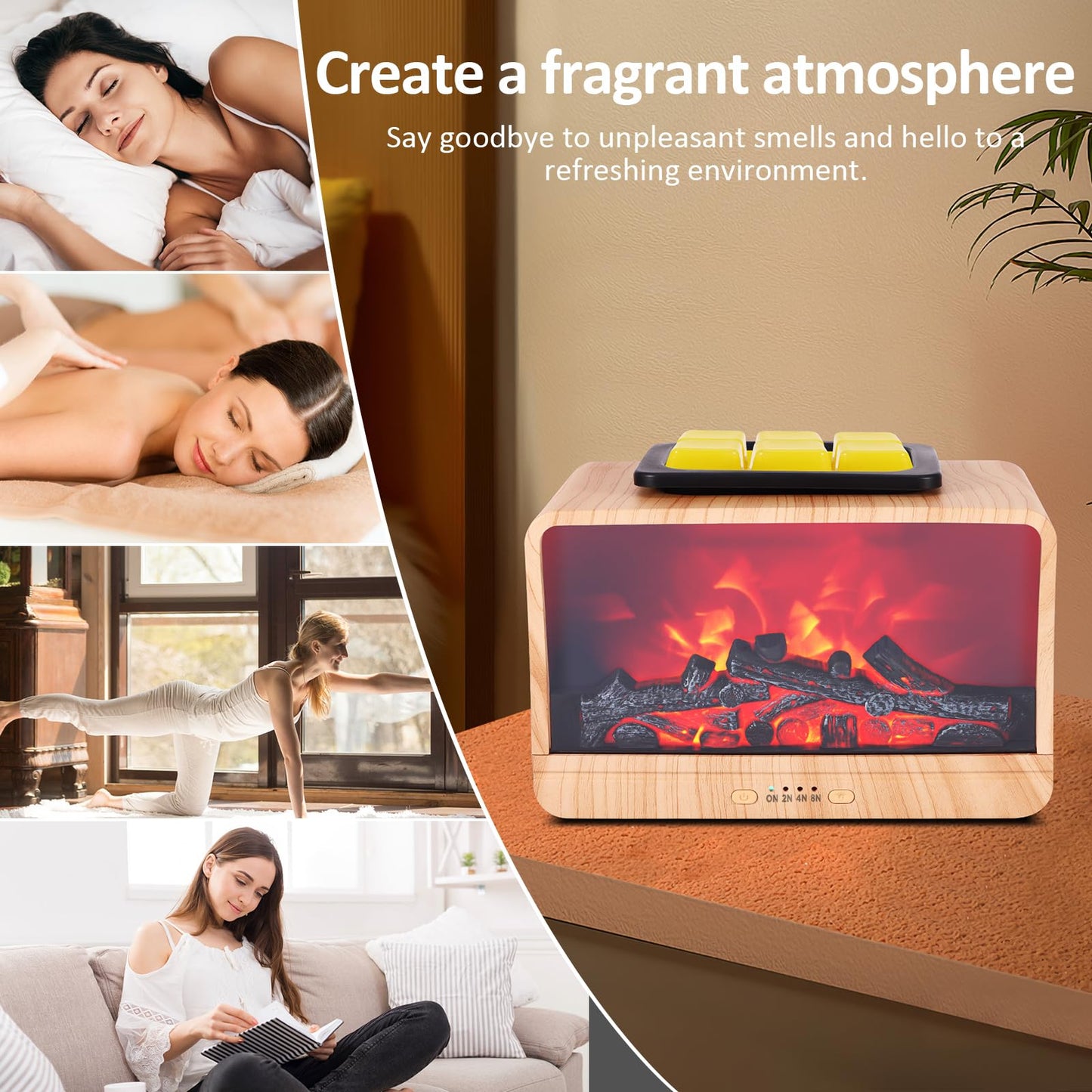 Wax Melt Warmer, Dynamic Flame Fireplace Wax Warmer Wax Melter for Scented Wax with Timer Electric Candle Wax Warmer, Wax Burner Christmas Candle Warmer for Home Bedroom Bathroom Office Decor & Gift