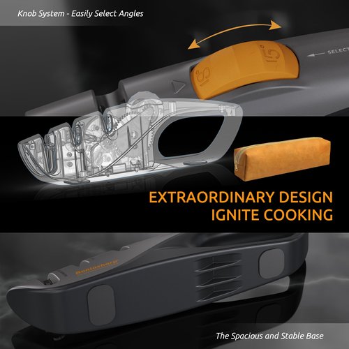 Bonlasharp 5-Angle Adjustable Knife Sharpener for Kitchen, Scissors & Pocket Knives – Precision 15°-24° Sharpening, Coarse & Fine Slots, Non-Slip Base, Ergonomic Handle, Safe & Easy to Use