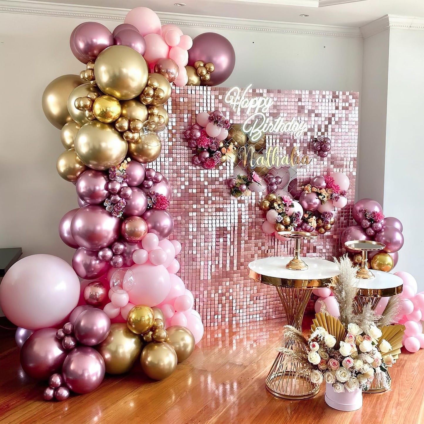 PartyWoo Metallic Pink Balloons 100pcs Different Sizes Pack of 18 12 10 5 Inch Chrome Pink Balloons for Graduation Wedding Girl Baby Shower Gender Reveal Birthday Princess Party Decorations Pink-G108