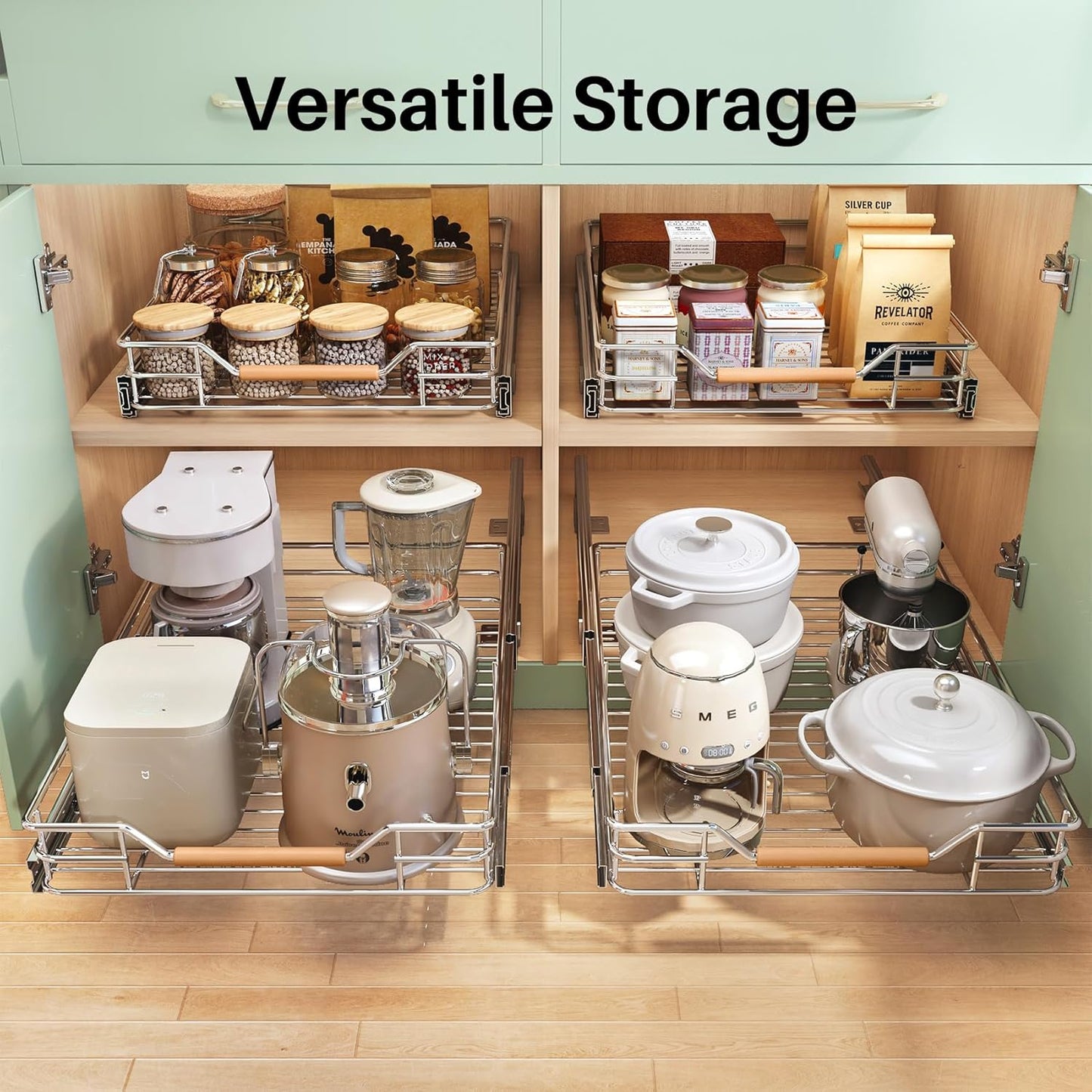 Pull Out Cabinet Organizer - Heavy Duty Sliding Shelves for Pots and Pans | 18"W x 21"D