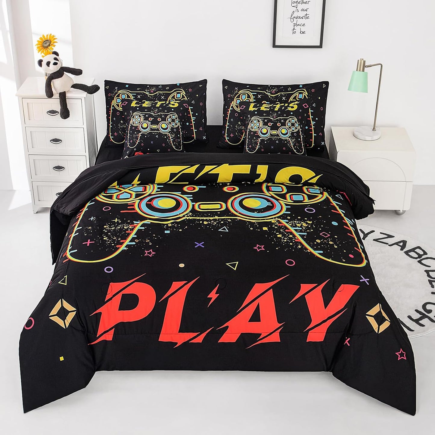 Dinosaur Bedding Full Size Sheets and Comforter Set, Boys Full Size Bedding Set Teen boy Comforter Set 7 Pieces Toddler Bed Sheets and Comforter Set for Boys All Season