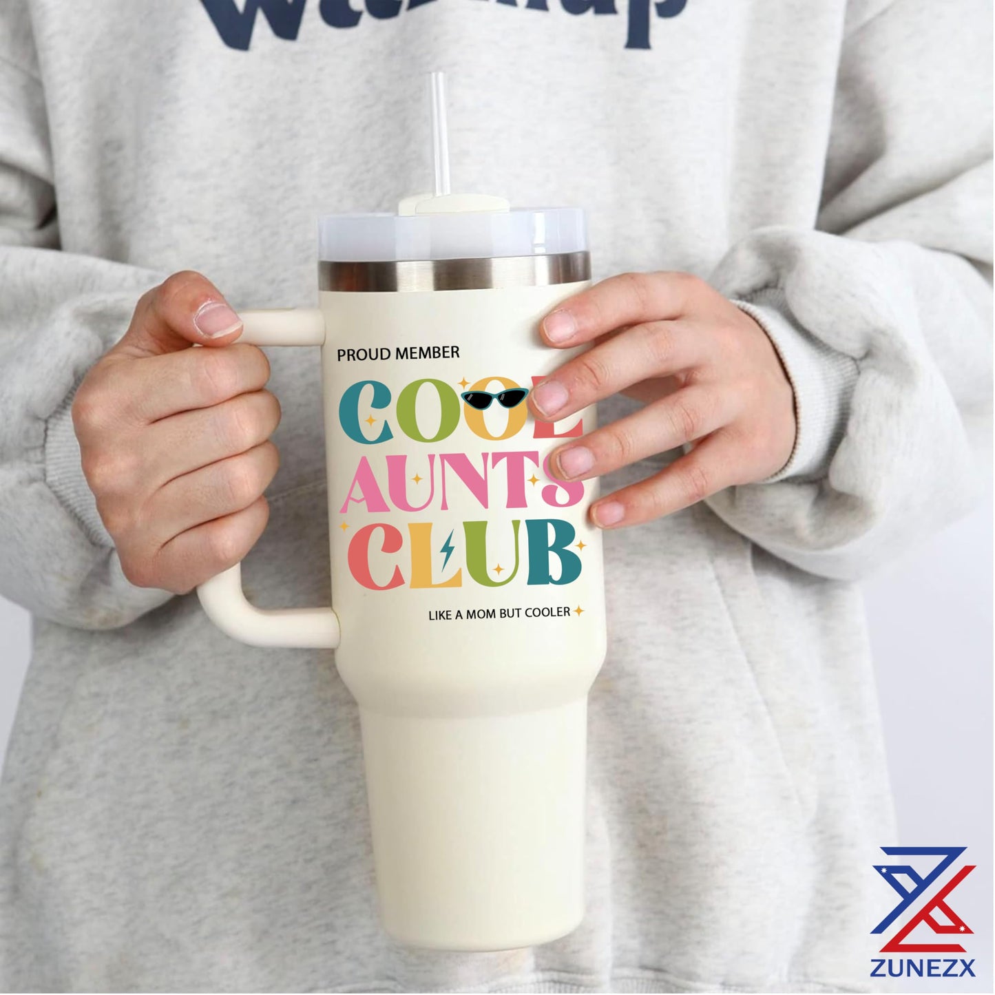 ZUNEZX Cool Aunt Club Tumbler 40oz - Promoted To Aunt Gift Idea - Auntie Christmas Gift From Nephew Niece - Best Aunt Ever Present - Cool For New Auntie Gift, Bonus Aunt - Mother Day Birthday Gifts
