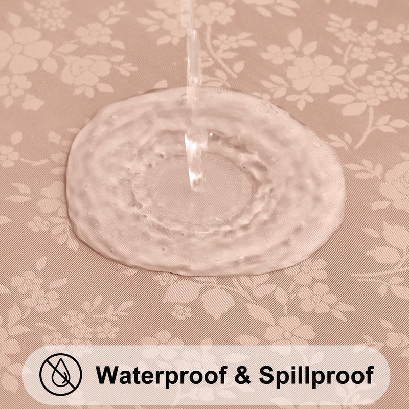 Smiry Round Table Cloth, Waterproof Heavy Duty Vinyl Tablecloths, Wipeable Washable Table Cover for Kitchen and Dining Room (Tan, 60" Round)