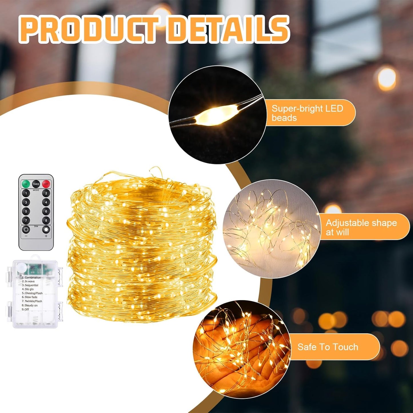 VIHOSE 20 Pack Fairy String Light with Timer Function 16.4 ft 50 LED Twinkle Copper Wire Lights Battery Operated with Waterproof Function for Bedroom Christmas Party Wedding Decor(Warm White)