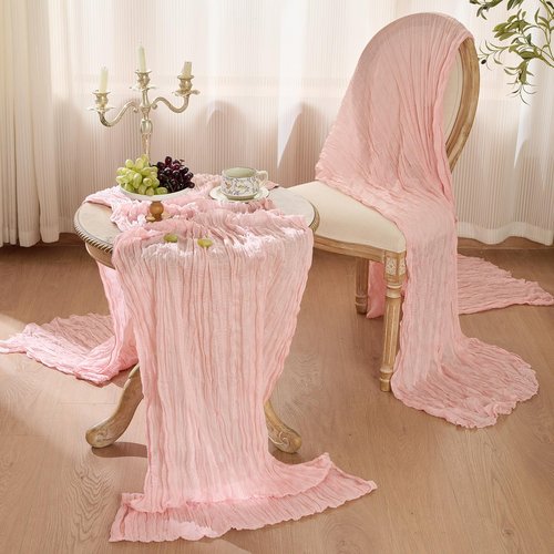 6 Pack Dusty Pink Table Runner Graduation Cheesecloth120 Inch Boho Rustic Gauze 10 FT Cheese Cloth Table Runners Decorations for Mother's Day Birthday Baby Shower Wedding Holiday Home Party Decor