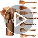 Wooden Spoons for Cooking - 8-Piece Kitchen Utensil Set made of