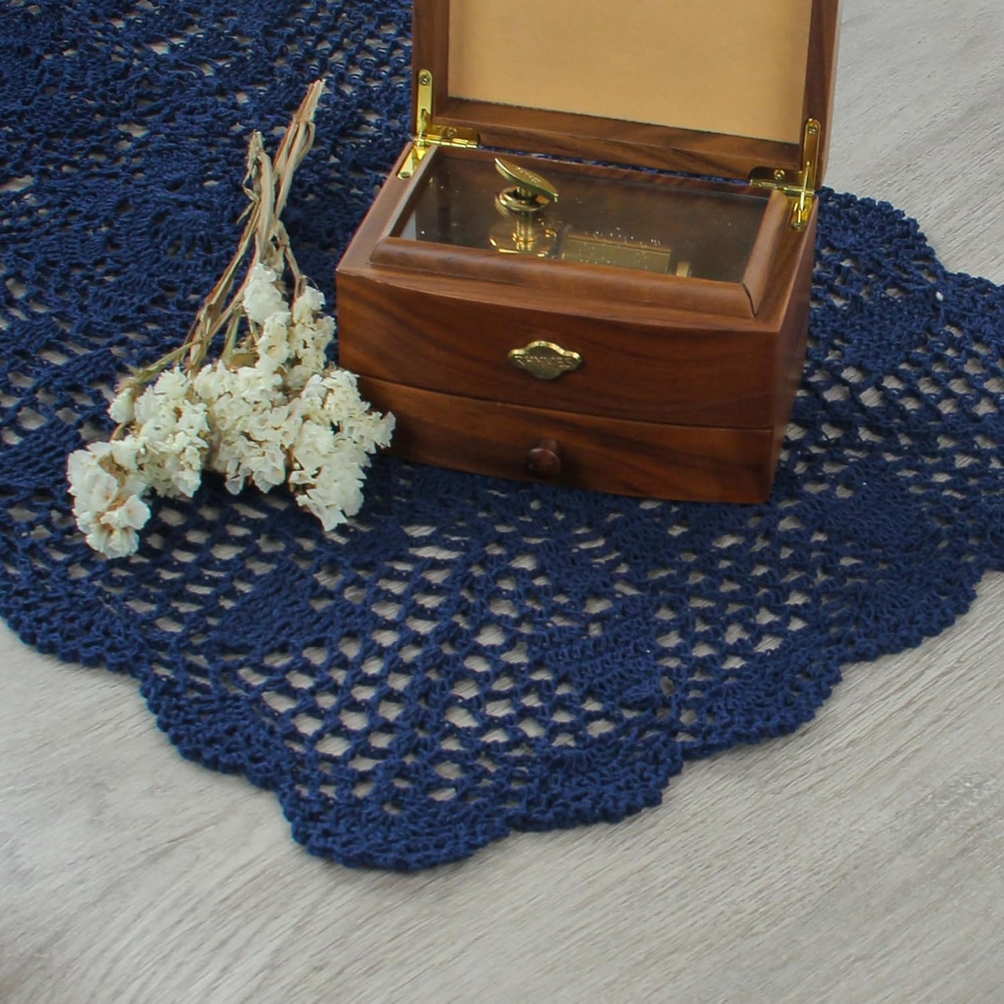 Handmade Crochet Lace Table Runner 15x51 Inch - Elegant White Décor
