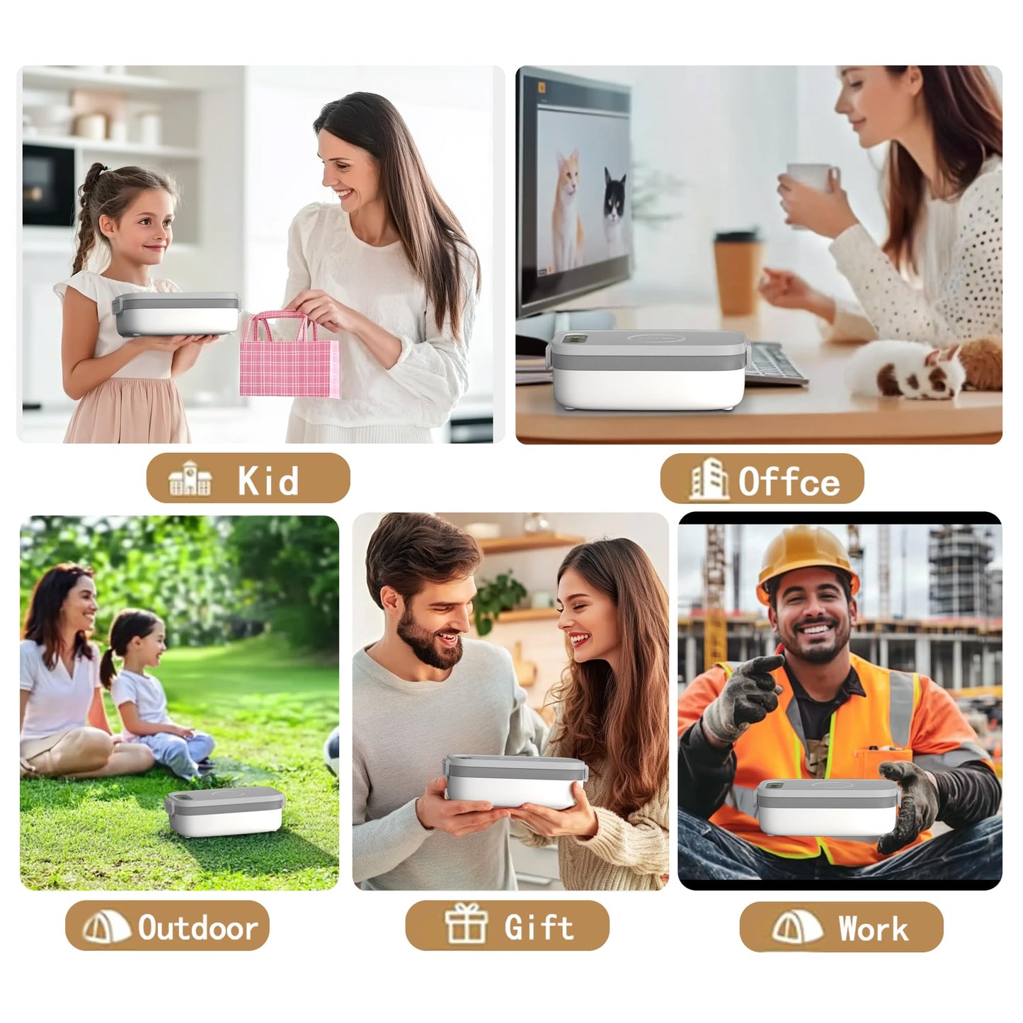 Portable Wireless Electric Heated Lunch Box for Men,Heating Food Warmer Lunch Box,Rechargeable 14000 mAh Battery,4.2 Cups Capcity Inner Food Warmer Container,Lunchbox for Travel,Outdoor,Picnic,Office