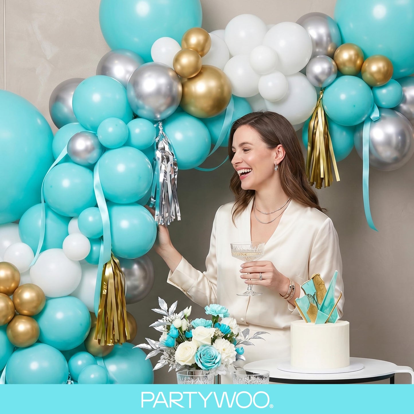 PartyWoo Teal Balloons 100pcs Different Sizes Pack of 18 12 10 5 Inch Turquoise Dark Teal Balloon Arch Kit for Baby Shower Gender Reveal Graduation Mermaid Birthday Pool Party Decorations Blue-Y69