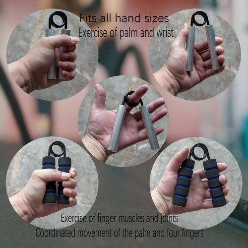 Grip Strength Trainer3-Pack,100LB-200LB, Metal Non-Slip Grip,Heavy Duty Grip Strengthener,Wrist Forearm and Hand Exerciser (Silver-3pcs)