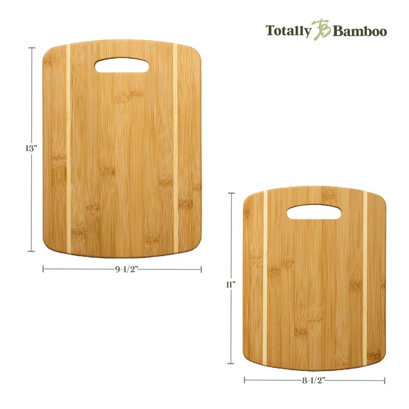 Totally Bamboo 2-Piece Cutting Board Set; 2 Assorted Sizes of Bamboo Wood Cutting Boards for Kitchen