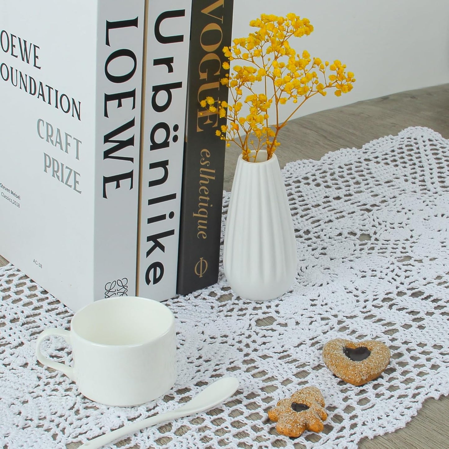Handmade Crochet Lace Table Runner 15x51 Inch - Elegant White Décor
