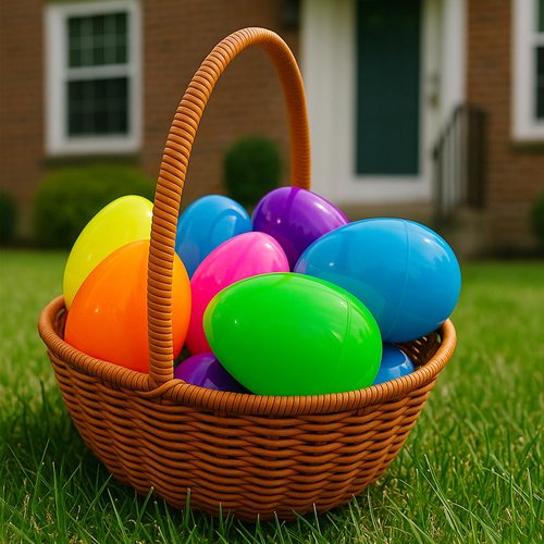 Coynurex 12 Pack 4.7" Large Easter Eggs, Fillable Plastic Easter Eggs in 6 Bright Colors, Separable Design for Mix & Match, Easter Egg Hunt Basket Stuffers