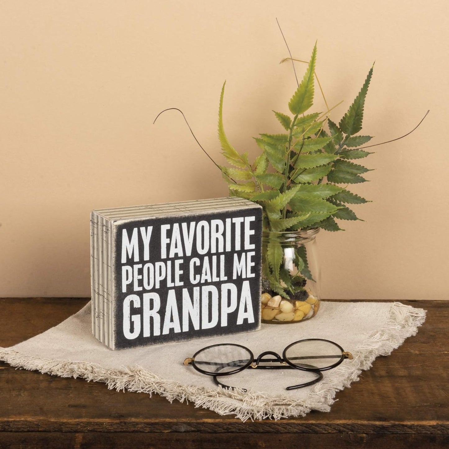 Grandpa Box Sign - Primitives by Kathy 27218 Pinstripe Trimmed Wood Decor