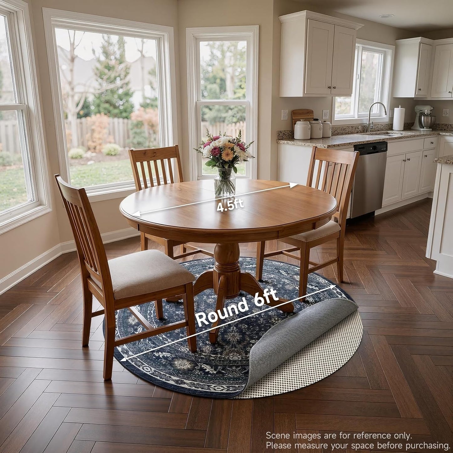 Veken Round Rug Pad - 6 Ft Non-Slip Gripper for Hardwood & Tile Floors | Thick Anti-Skid Mat
