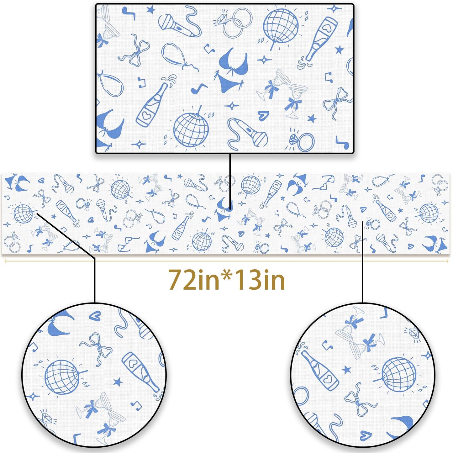 Pudodo Mamma Mia Table Runner Italian Themed Bachelorette Party Last Disco Wedding Bridal Shower Kitchen Dining Room Home Decoration (13" x 72")