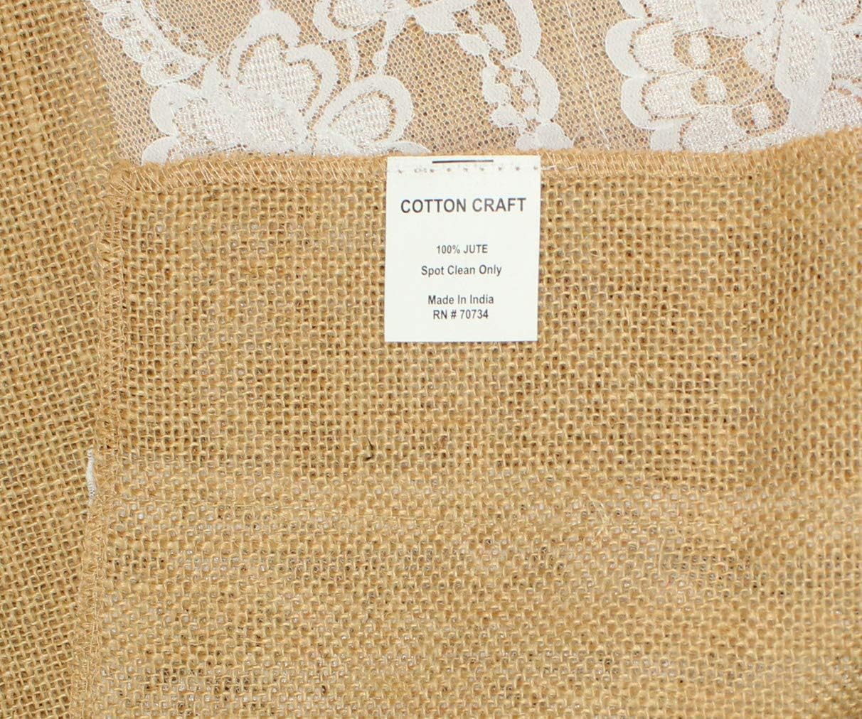 Jute Table Runner Set - 2 Pack Natural Burlap with White Lace Trim, 12x108 in for Fall & Holiday Dining