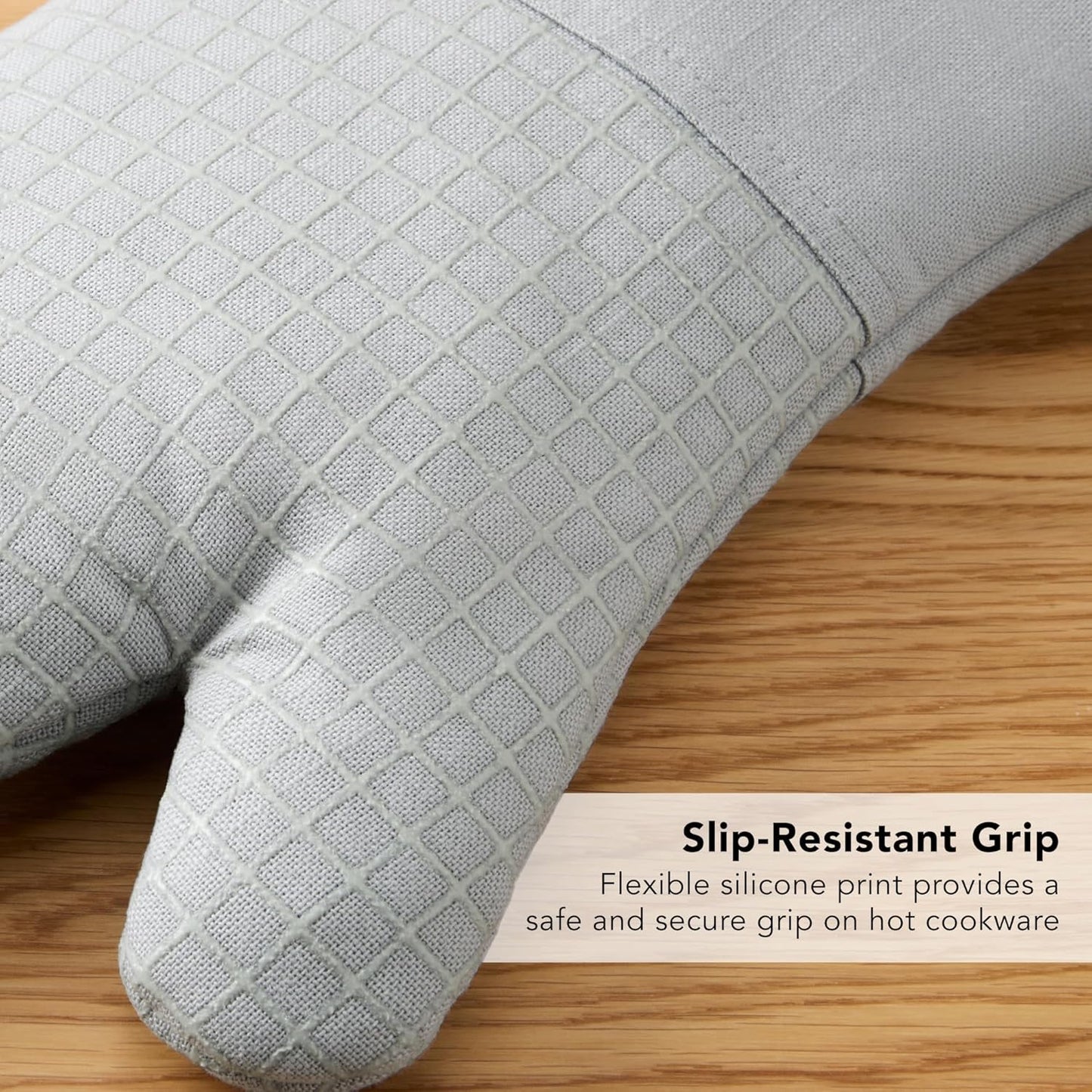 KitchenAid Gourmet Series Oven Mitts - Heat Resistant Up to 600°F | Soft Silicone Grip, Matte Grey, 2-Pack Set