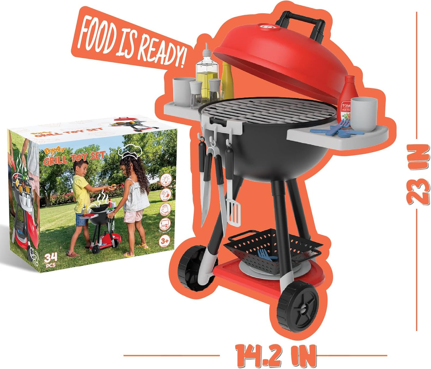 JOYIN BBQ Play Grill Set - Interactive Cooking Toy for Kids with Light & Sound | Perfect Birthday Gift for Ages 2-4
