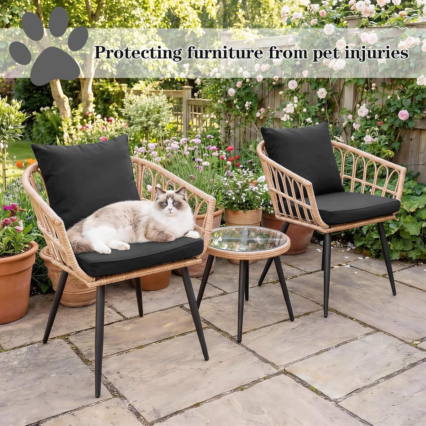 Skiennix Patio Cushion Covers - 4PCS Splash-Proof Deep Seat Slipcovers for Outdoor Furniture | Grey