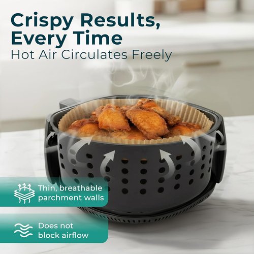 Cathy Yoder Round Air Fryer Liners - 125 PCS 6.3 Inch Disposable Parchment Sheets for Easy Cleanup