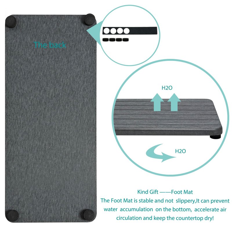 NiuYichee 2 PCS Water Absorbent diatomite Coasters, 12" x 5.5" Water Absorbing Stone Tray for Sink, Stone Drying mat for Kitchen Counter, Stone soap Tray Used for Hand Soaps & toiletries & Plants