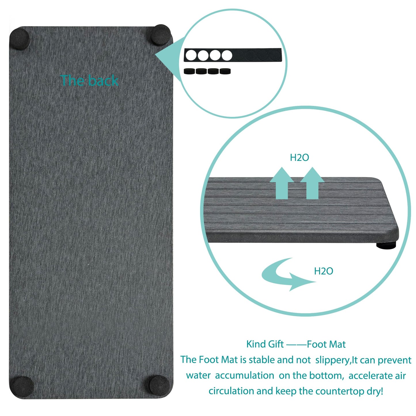 NiuYichee 2 PCS Water Absorbent diatomite Coasters, 12" x 5.5" Water Absorbing Stone Tray for Sink, Stone Drying mat for Kitchen Counter, Stone soap Tray Used for Hand Soaps & toiletries & Plants
