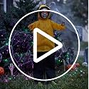 JOYIN 49-Inch Life-Size Halloween Ghost Animatronic Decor with Glowing Eyes & Sound Activation