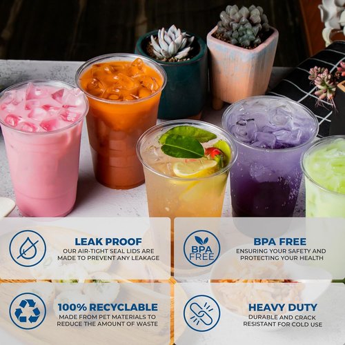 Freshware 12 oz Clear Plastic Cups - Heavy-Duty Disposable Tumblers for Parties | 100 Pack