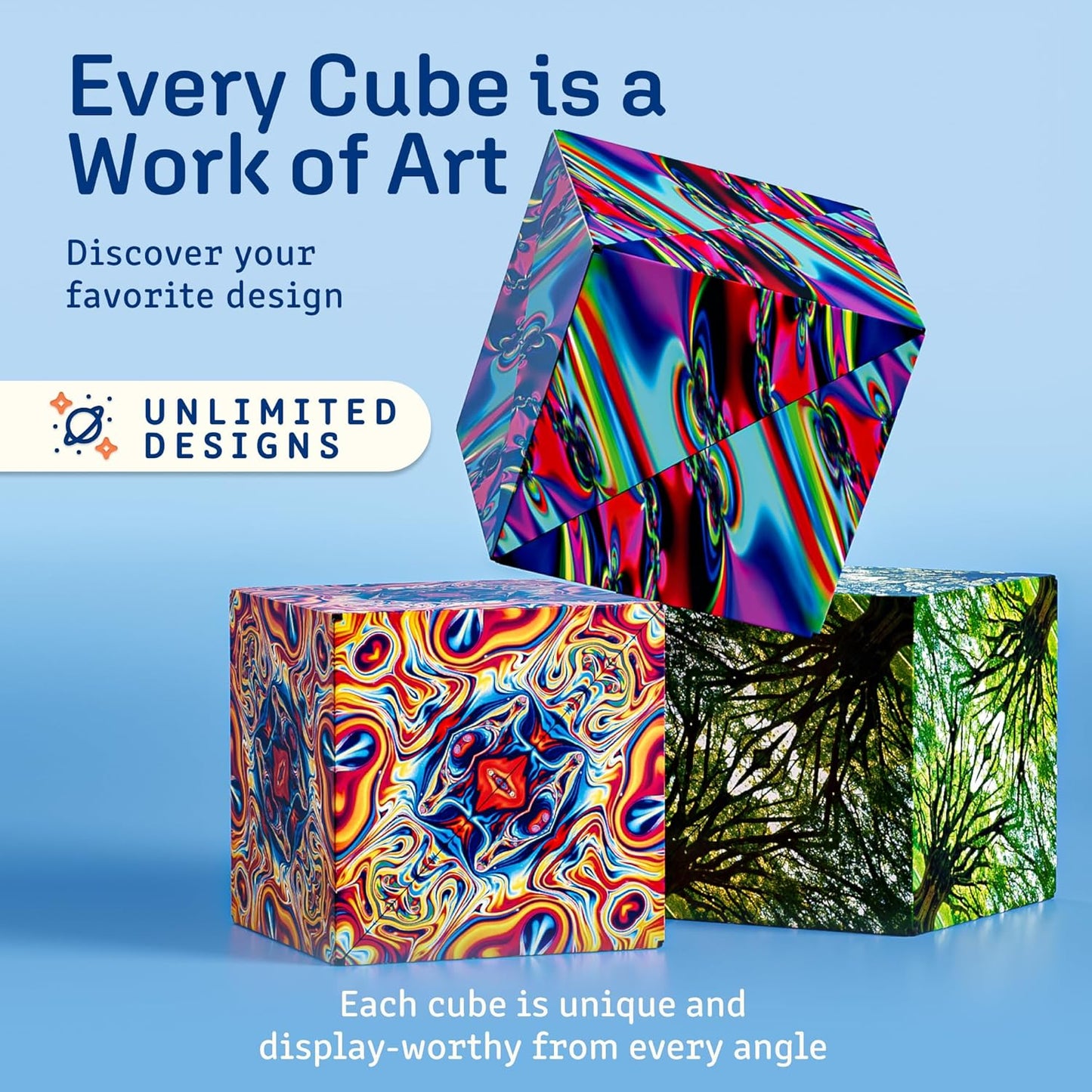 Shashibo Shape Shifting Box - Award-Winning STEM Fidget Toy with Ultra Strong Magnets | Transforms Into 100+ Shapes, Perfect Sensory Gift for All Ages (Spaced Out)