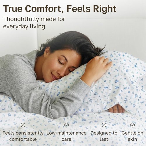 California Design Den Twin Cotton Sheet Set - 100% Soft, 400 Thread Count, Award-Winning Floral White/Blue