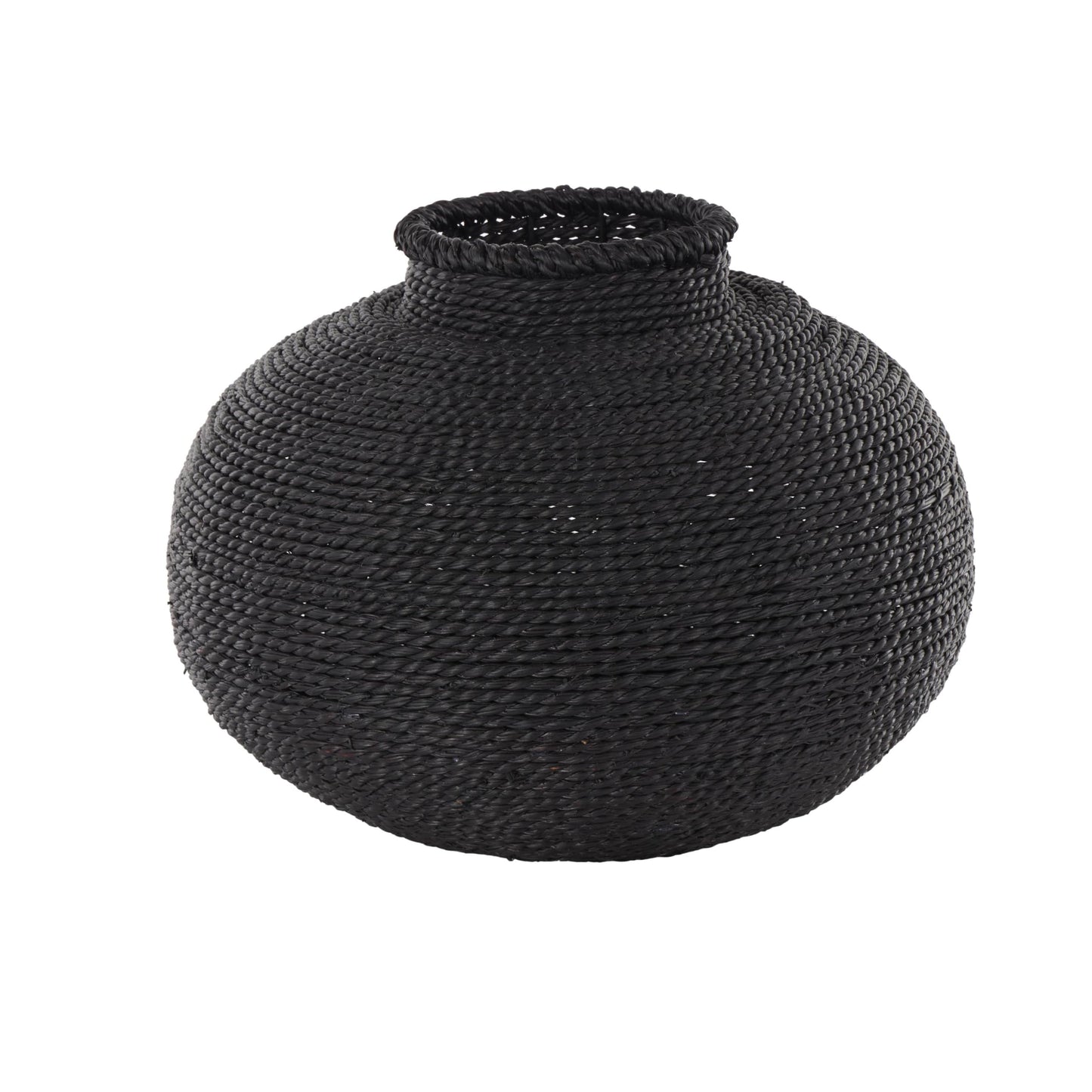 Deco 79 Metal Handmade Decorative Vase Wrapped Pot Centerpiece Vase, Flower Vase for Home Decoration 15" x 15" x 11", Black