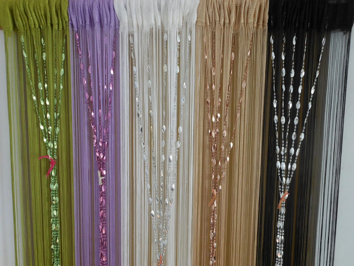 Button Beaded Door Curtain - Champagne Tassel Room Divider (39.3" x 78.5")