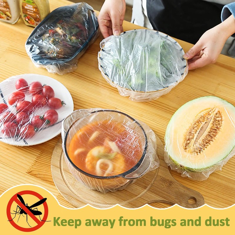 MAQIHAN 200 Bowl Covers for Bread Proofing - Medium Plastic Wrap Food Sourdough Baking Rising Elastic Reusable Plate Covers Outdoor Food Fresh Keeping Bags Shower Cap Hair Deep Conditioning